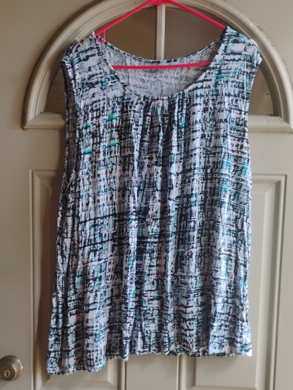 croft & barrow Sleeveless Tank Top - White, Black & Teal